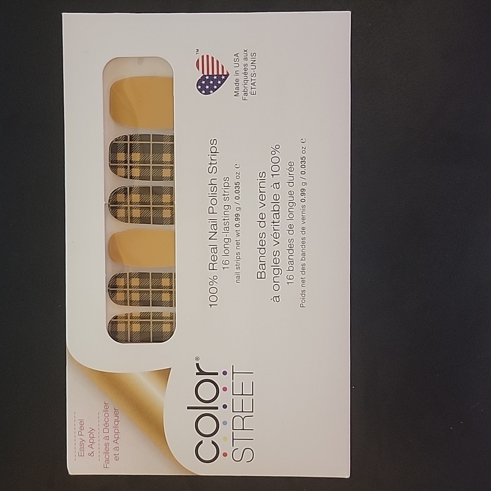 Color Street Nail Strips Plaid Mustard Yellow Black - Picture 2 of 4